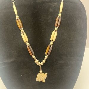 Vintage Hand Carved Elephant Necklace